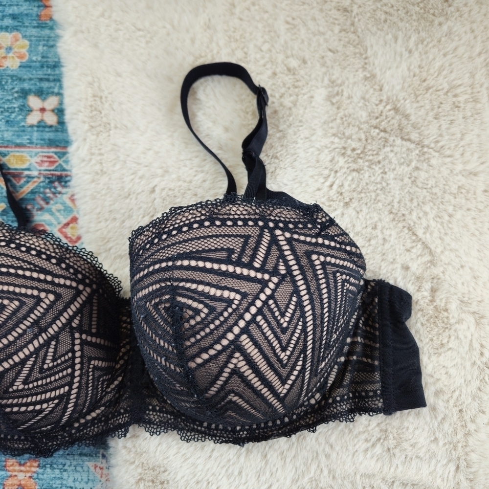 AdoreMe Black Patterned Bra 40C - Picture 3 of 9